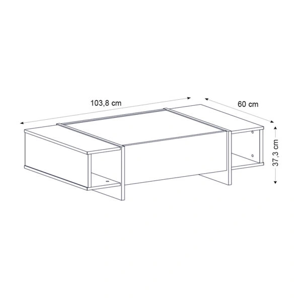 Τραπεζάκι σαλονιού Veyron  από μελαμίνη χρώμα μαύρο rebab - μαύρο εφέ μαρμάρου 104x60x37,3εκ.