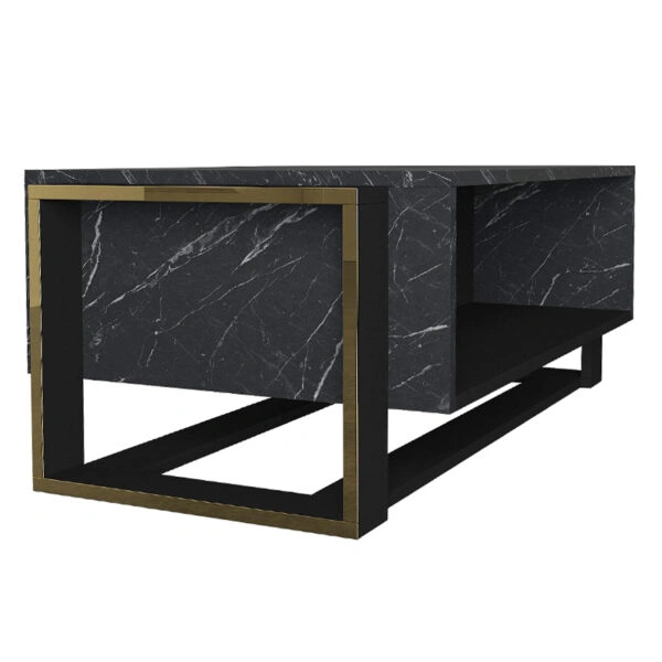Τραπεζάκι σαλονιού Serina  από μελαμίνη χρώμα μαύρο εφέ μαρμάρου 107x60x40εκ.