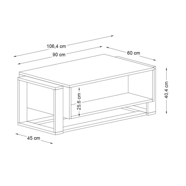 Τραπεζάκι σαλονιού Serina  από μελαμίνη χρώμα μαύρο εφέ μαρμάρου 107x60x40εκ.