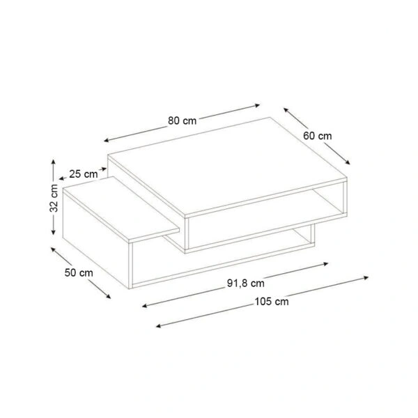 Τραπεζάκι σαλονιού Tab  από μελαμίνη χρώμα λευκό - cordoba 105x60x32εκ.