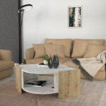 Τραπεζάκι σαλονιού Marbel Megapap χρώμα sapphire oak - λευκό εφέ μαρμάρου 75x75x40εκ.