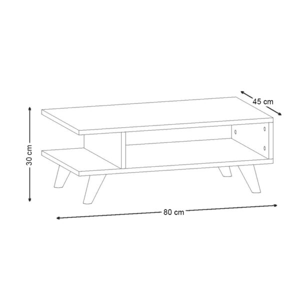 Τραπεζάκι σαλονιού Titus  από μελαμίνη χρώμα λευκό 80x45x30εκ.