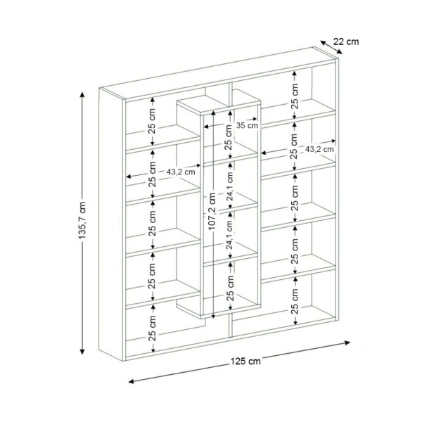 Βιβλιοθήκη μελαμίνης Ample  χρώμα λευκό 125x22x135,7εκ.