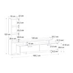 Σύνθεση τηλεόρασης Simal  από μελαμίνη με LED χρώμα λευκό - cordoba 168,2x31,3x120εκ.