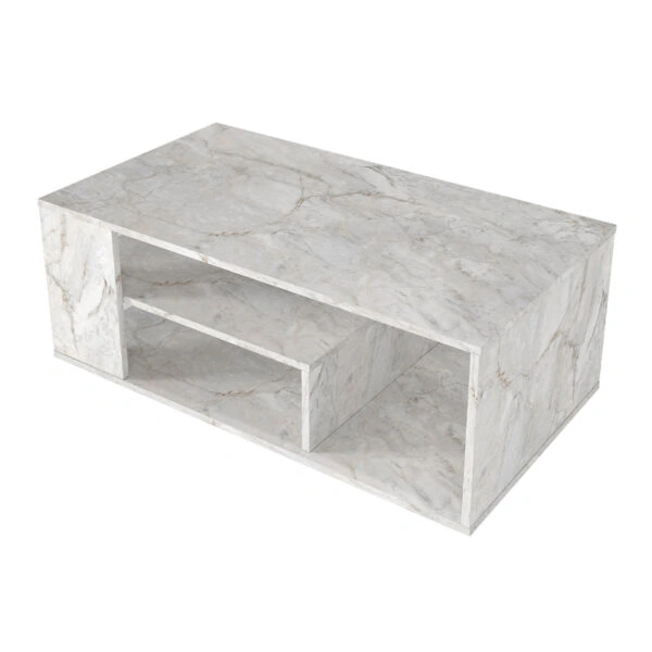 Τραπεζάκι σαλονιού Abdera Megapap χρώμα λευκό εφέ μαρμάρου 110x60x42εκ.