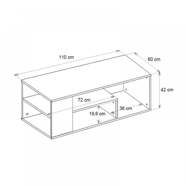 Τραπεζάκι σαλονιού Abdera Megapap χρώμα λευκό εφέ μαρμάρου 110x60x42εκ.