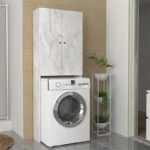 Έπιπλο πλυντηρίου Romme Megapap χρώμα λευκό εφέ μαρμάρου 65x27,1x180εκ.