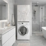 Έπιπλο πλυντηρίου Romme Megapap χρώμα λευκό εφέ μαρμάρου 65x27,1x180εκ.