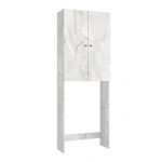 Έπιπλο πλυντηρίου Romme Megapap χρώμα λευκό εφέ μαρμάρου 65x27,1x180εκ.