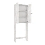 Έπιπλο πλυντηρίου Romme Megapap χρώμα λευκό εφέ μαρμάρου 65x27,1x180εκ.