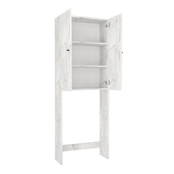 Έπιπλο πλυντηρίου Romme Megapap χρώμα λευκό εφέ μαρμάρου 65x27,1x180εκ.