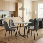 Σετ τραπεζαρία 5τμχ Rubes - Iris Megapap χρώμα λευκό - γκρι Ø100x78εκ.