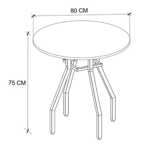 Σετ τραπεζαρία 5τμχ Roma - Iris Megapap χρώμα pine oak - γκρι Ø80x75εκ.