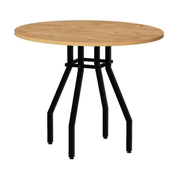 Σετ τραπεζαρία 5τμχ Roma - Rosa Megapap χρώμα pine oak - γκρι Ø80x75εκ.