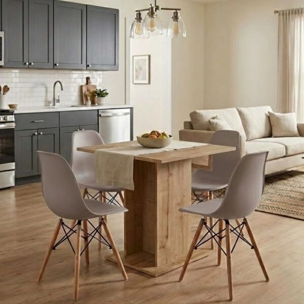 Σετ τραπεζαρία 5τμχ Allos - Nova Megapap χρώμα sapphire oak - cappuccino 75x75x77εκ.