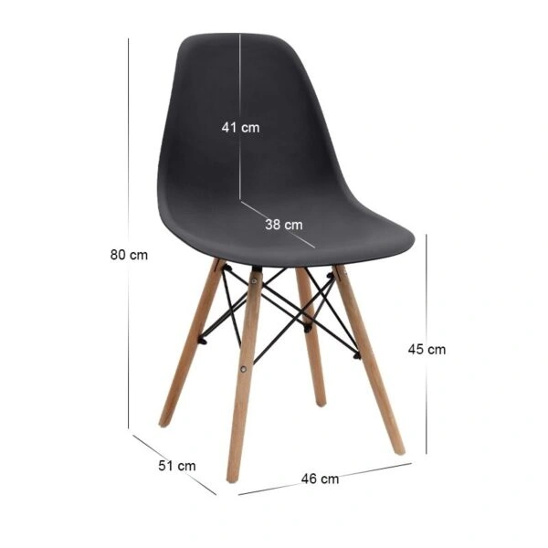 Σετ τραπεζαρία 5τμχ Darlen - Nova Megapap χρώμα sapphire oak - μαύρο 125x72x74εκ.
