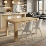 Σετ τραπεζαρία 5τμχ Darlen - Viva Megapap χρώμα sapphire oak - λευκό 125x72x74εκ.