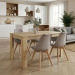 Σετ τραπεζαρία 5τμχ Darlen - Viva Megapap χρώμα sapphire oak - cappuccino 125x72x74εκ.