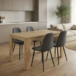 Σετ τραπεζαρία 5τμχ Darlen - Iris Megapap χρώμα sapphire oak - γκρι 125x72x74εκ.