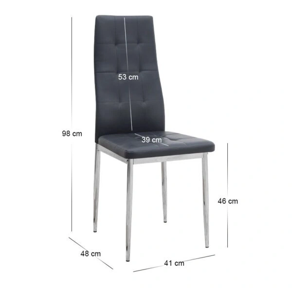 Σετ τραπεζαρία 5τμχ Darlen - Rosa Megapap χρώμα sapphire oak - μαύρο/χρωμίου πόδι 125x72x74εκ.