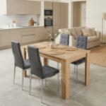 Σετ τραπεζαρία 5τμχ Darlen - Rosa Megapap χρώμα sapphire oak - γκρι/χρωμίου πόδι 125x72x74εκ.