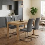 Σετ τραπεζαρία 5τμχ Darlen - Laura Megapap χρώμα sapphire oak - γκρι 125x72x74εκ.