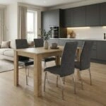 Σετ τραπεζαρία 5τμχ Darlen - Alma Megapap χρώμα sapphire oak - γκρι 125x72x74εκ.