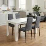 Σετ τραπεζαρία 5τμχ Darlen - Rosa Megapap χρώμα λευκό - γκρι 125x72x74εκ.