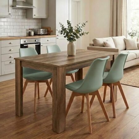 Σετ τραπεζαρία 5τμχ Darlen - Viva Megapap χρώμα καρυδί - φυστικί 125x72x74εκ.