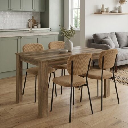 Σετ τραπεζαρία 5τμχ Darlen - Kevin Megapap χρώμα καρυδί - μουσταρδί 125x72x74εκ.