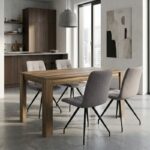 Σετ τραπεζαρία 5τμχ Darlen - Bianca Megapap χρώμα καρυδί - ανοιχτό μπεζ 125x72x74εκ.