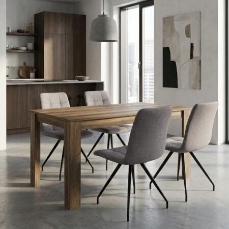 Σετ τραπεζαρία 5τμχ Darlen - Bianca Megapap χρώμα καρυδί - ανοιχτό μπεζ 125x72x74εκ.