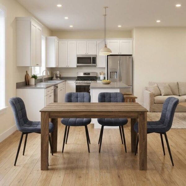 Σετ τραπεζαρία 5τμχ Darlen - Chiara Megapap χρώμα καρυδί - ανθρακί 125x72x74εκ.