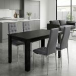 Σετ τραπεζαρία 5τμχ Darlen - Rosa Megapap χρώμα sencron black - γκρι/χρωμίου πόδι 125x72x74εκ.