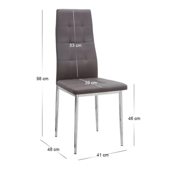 Σετ τραπεζαρία 5τμχ Darlen - Rosa Megapap χρώμα sencron black - καφέ/χρωμίου πόδι 125x72x74εκ.