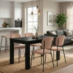 Σετ τραπεζαρία 5τμχ Darlen - Kevin Megapap χρώμα sencron black - μόκα 125x72x74εκ.