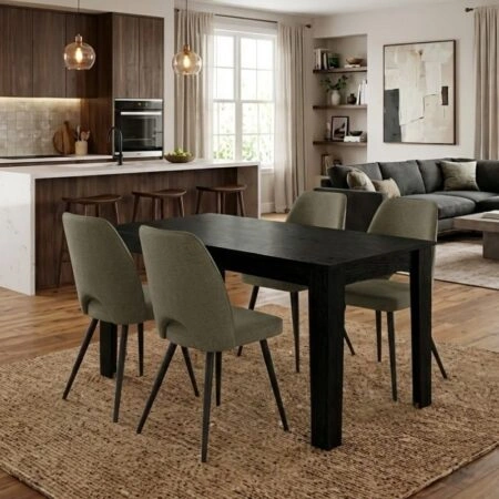 Σετ τραπεζαρία 5τμχ Darlen - Christy Megapap χρώμα sencron black - λαδί 125x72x74εκ.