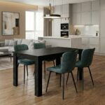 Σετ τραπεζαρία 5τμχ Darlen - Chiara Megapap χρώμα sencron black - πράσινο 125x72x74εκ.