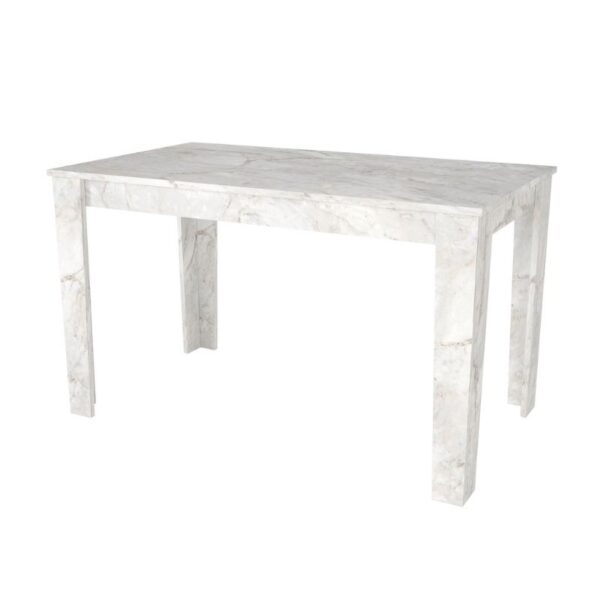 Σετ τραπεζαρία 5τμχ Darlen - Iris Megapap χρώμα λευκό εφέ μαρμάρου - γκρι/φυσικό πόδι 125x72x74εκ.