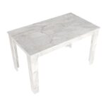 Σετ τραπεζαρία 5τμχ Darlen - Rosa Megapap χρώμα λευκό εφέ μαρμάρου - μαύρο/χρωμίου πόδι 125x72x74εκ.