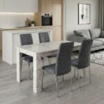 Σετ τραπεζαρία 5τμχ Darlen - Alma Megapap χρώμα λευκό εφέ μαρμάρου - γκρι 125x72x74εκ.