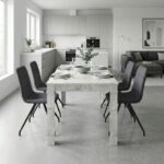 Σετ τραπεζαρία 5τμχ Darlen - Bianca Megapap χρώμα λευκό εφέ μαρμάρου - γκρι 125x72x74εκ.