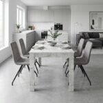 Σετ τραπεζαρία 5τμχ Darlen - Bianca Megapap χρώμα λευκό εφέ μαρμάρου - ανοιχτό μπεζ 125x72x74εκ.