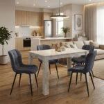 Σετ τραπεζαρία 5τμχ Darlen - Chiara Megapap χρώμα λευκό εφέ μαρμάρου - ανθρακί 125x72x74εκ.