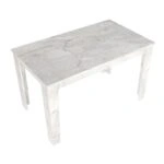 Σετ τραπεζαρία 5τμχ Darlen - Chiara Megapap χρώμα λευκό εφέ μαρμάρου - πράσινο 125x72x74εκ.