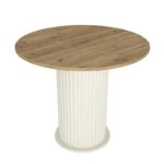 Σετ τραπεζαρία 5τμχ Bohema - Viva Megapap χρώμα ivory/sepet oak - μαύρο/φυσικό πόδι Ø90x77,7εκ.