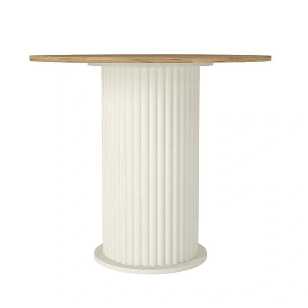 Σετ τραπεζαρία 5τμχ Bohema - Viva Megapap χρώμα ivory/sepet oak - μαύρο/φυσικό πόδι Ø90x77,7εκ.
