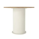 Σετ τραπεζαρία 5τμχ Bohema - Rosa Megapap χρώμα ivory/sepet oak - γκρι Ø90x77,7εκ.