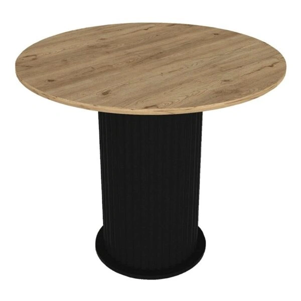 Σετ τραπεζαρία 5τμχ Bohema - Viva Megapap χρώμα μαύρο/sepet oak - φυστικί Ø90x77,7εκ.