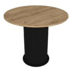 Σετ τραπεζαρία 5τμχ Bohema - Rosa Megapap χρώμα μαύρο/sepet oak - γκρι Ø90x77,7εκ.